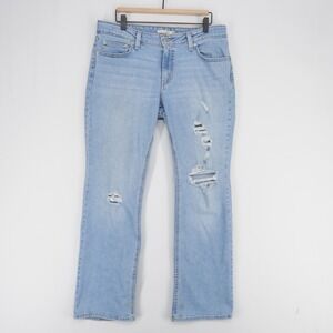 Levis Superlow Boot Jeans Womens 32 Blue Distressed Low Rise Bootcut Stretch